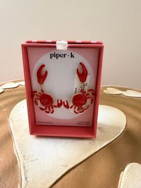 Piper K Red Dangle Crab Earrings